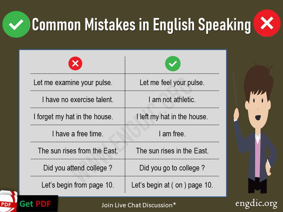 mistakes in english speaking