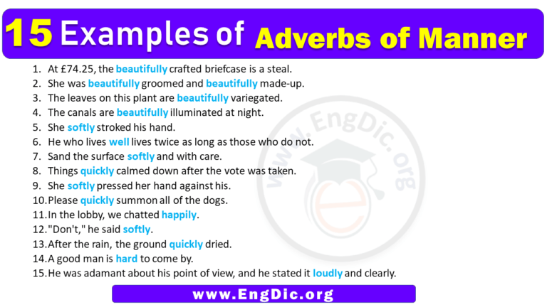 Examples Of Adverbs Of Manner In Sentences Engdic