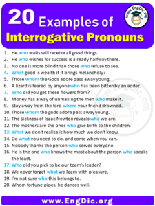 Examples Of Interrogative Pronouns In Sentences EngDic