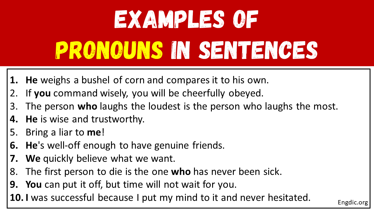 100 Examples Of Pronouns In Sentences EngDic