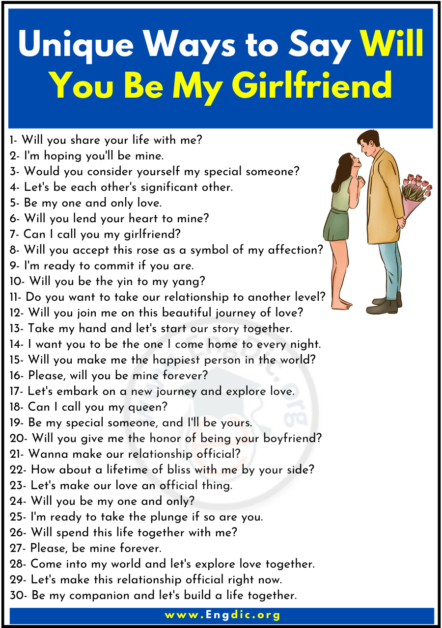 80 Creative Unique Ways To Say Will You Be My Girlfriend EngDic