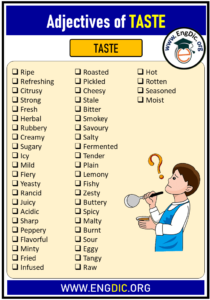 Adjectives Of Taste And Texture Good And Bad Engdic