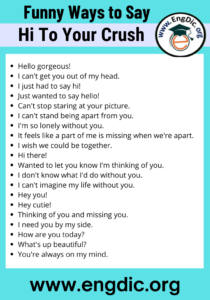 70 Funny Ways To Say Hi To Your Crush EngDic