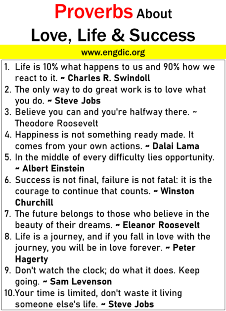 100 Proverbs About Life Love And Success EngDic