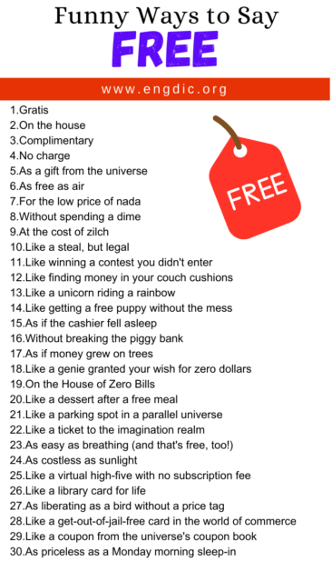 Funny Ways To Say Free Engdic