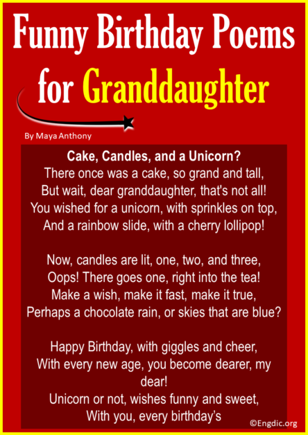 Birthday Poems For Granddaughter Short Funny Engdic