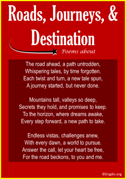 Poems About Roads Journeys Destination Engdic