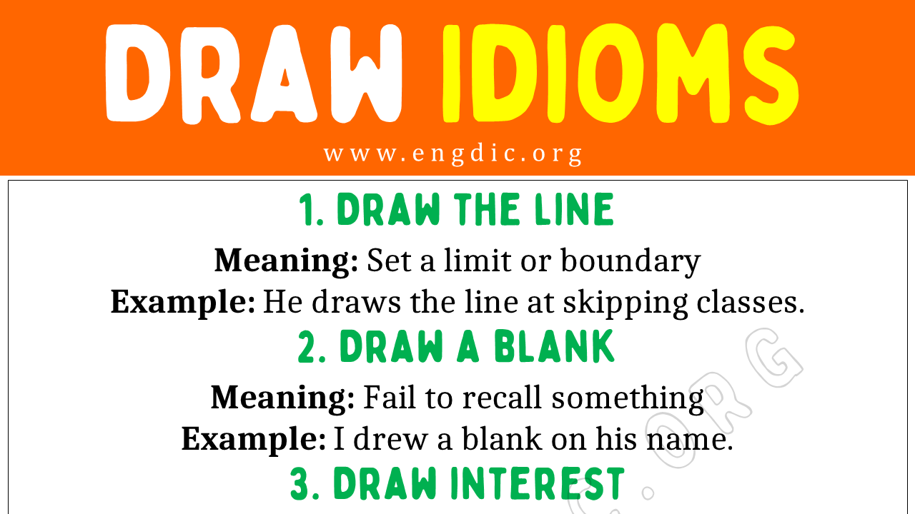 Draw Idioms With Meaning And Examples EngDic