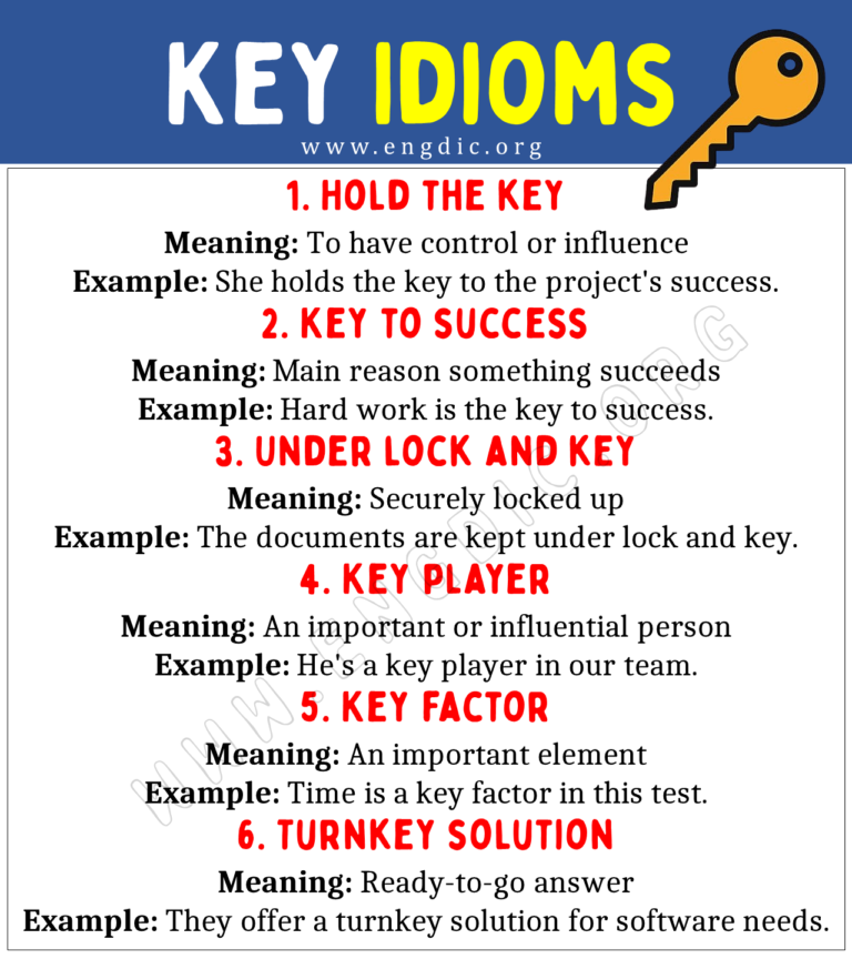 Key Idioms With Meaning And Examples EngDic