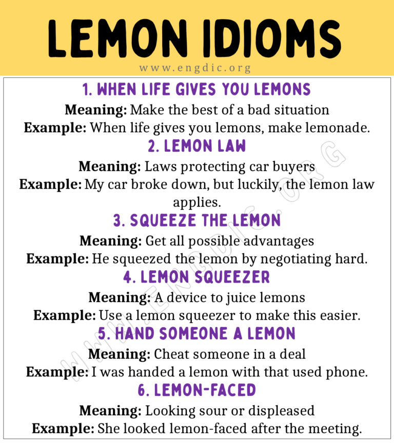 Lemon Idioms With Meaning And Examples Engdic
