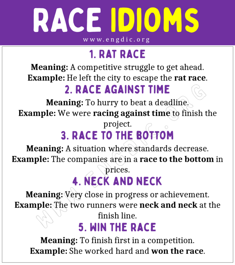 Race Idioms With Meaning And Examples Engdic