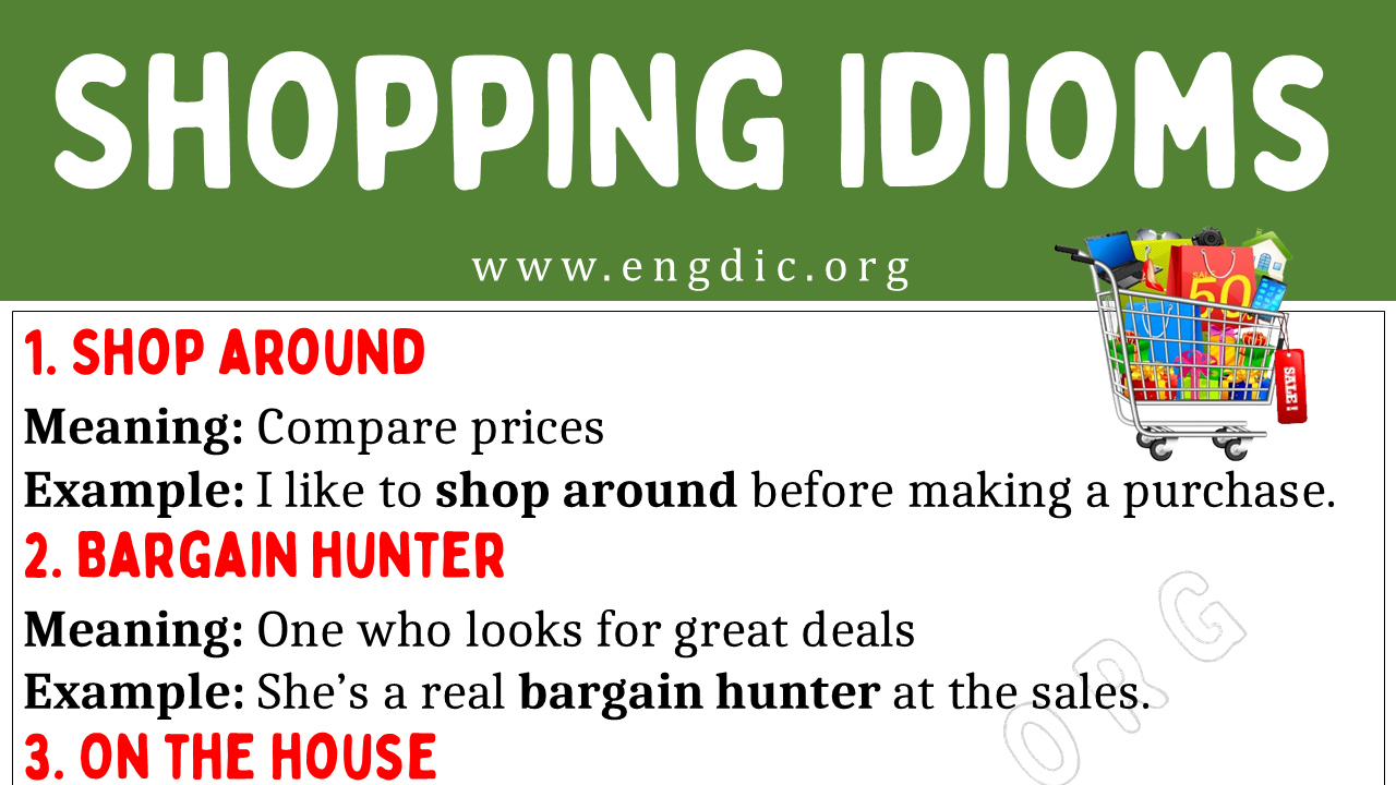 Shopping Idioms With Meaning And Examples Engdic