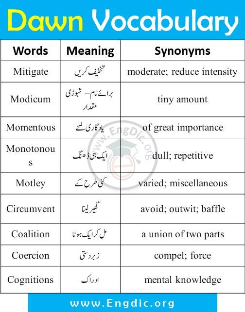 daily dawn vocabulary CSS vocabulary words list with urdu meanings and synonyms pdf (9)