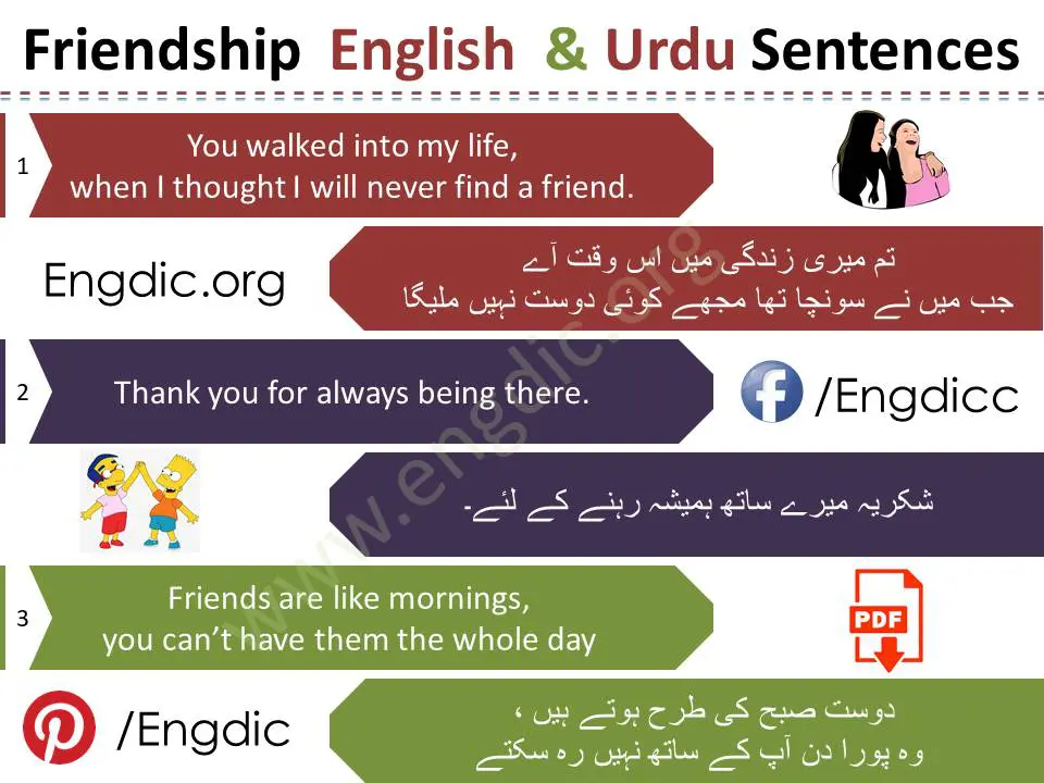 Sentences about Friendship in English Urdu-Love Sentences