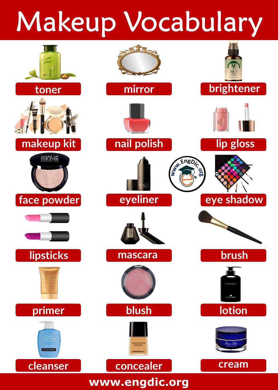 Makeup Cosmetics Vocabulary With Images Download PDF EngDic