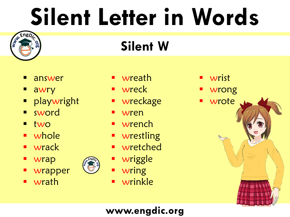 silent letter words with w