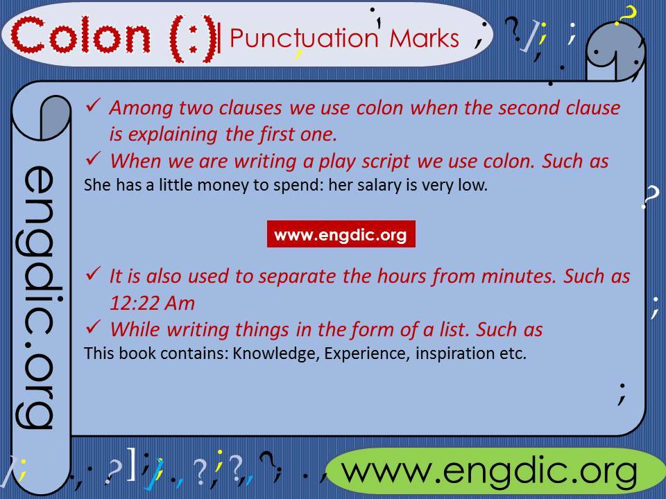 Punctuation marks use of colon