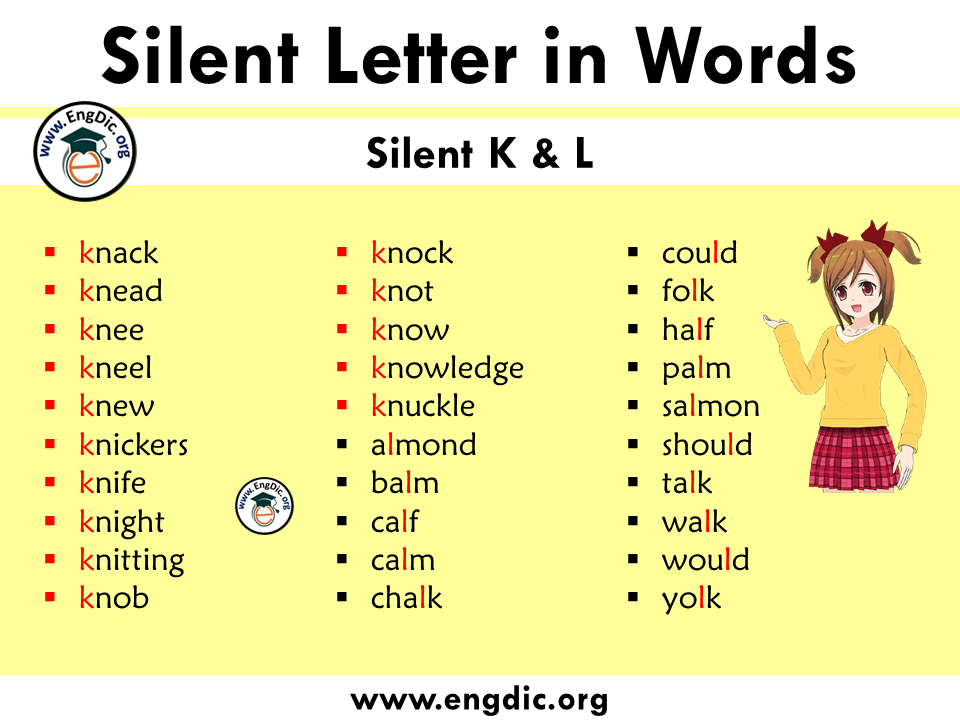 silent letter words with k