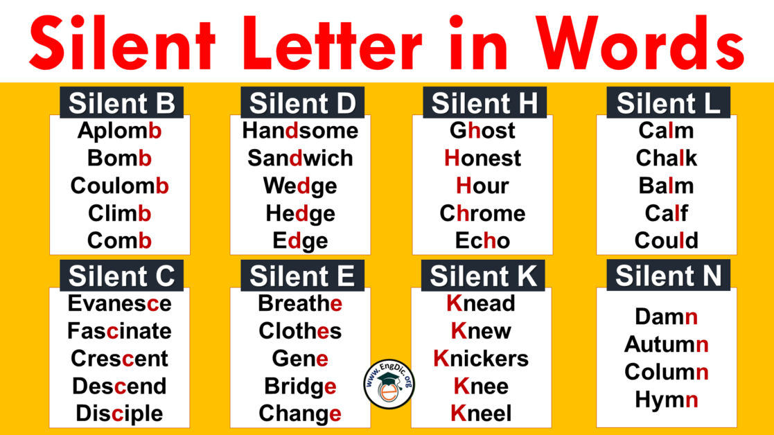 150 Words with Silent Letters A to Z with PDF - EngDic