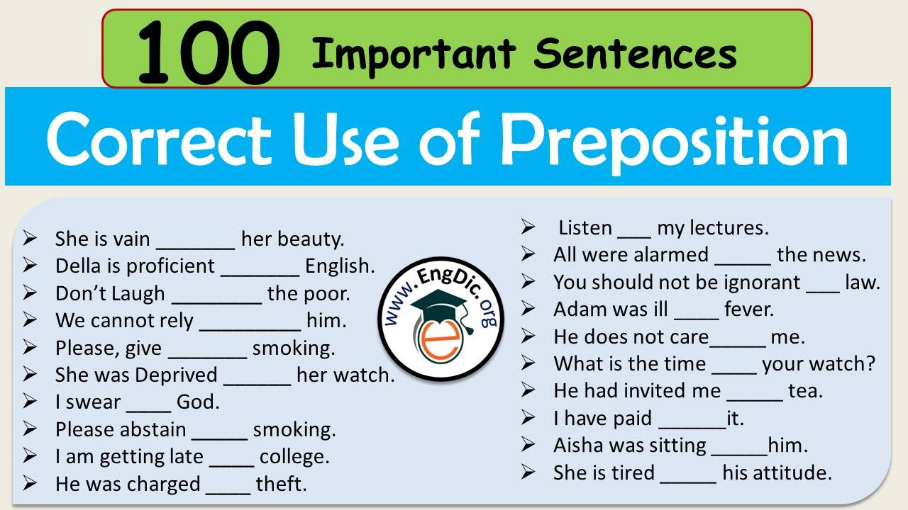 English MCQs of Prepositions