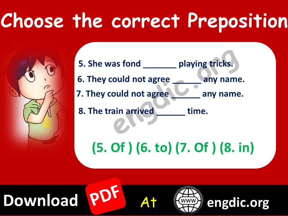 English Grammar MCQs correct use of preposition
