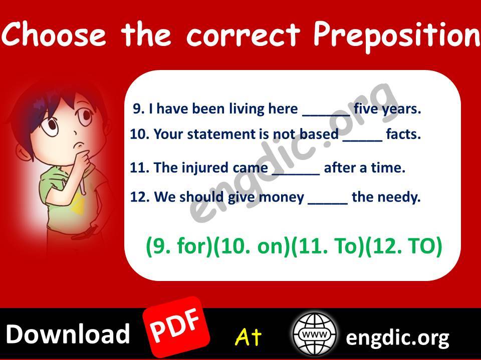 English Grammar MCQs correct use of preposition