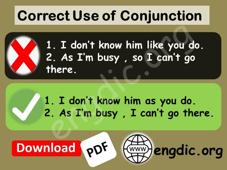 use of conjunction as, so
