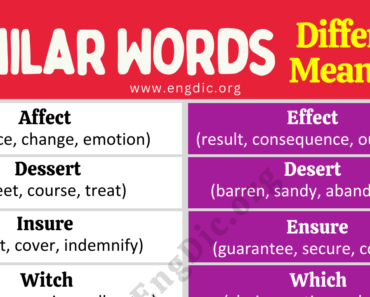 Similar Words with Different Meanings (Daily Use Words)