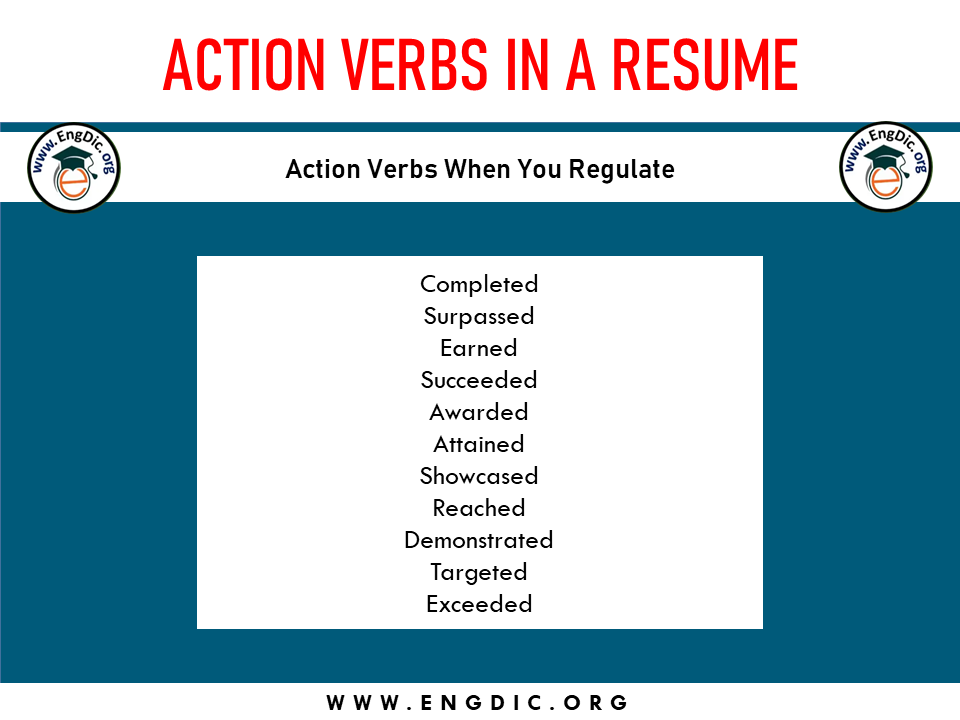 action verbs when you regulate