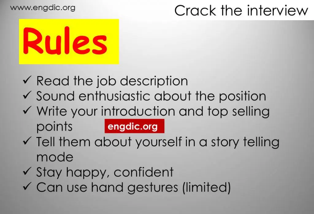 Rules for Job interview Preparation