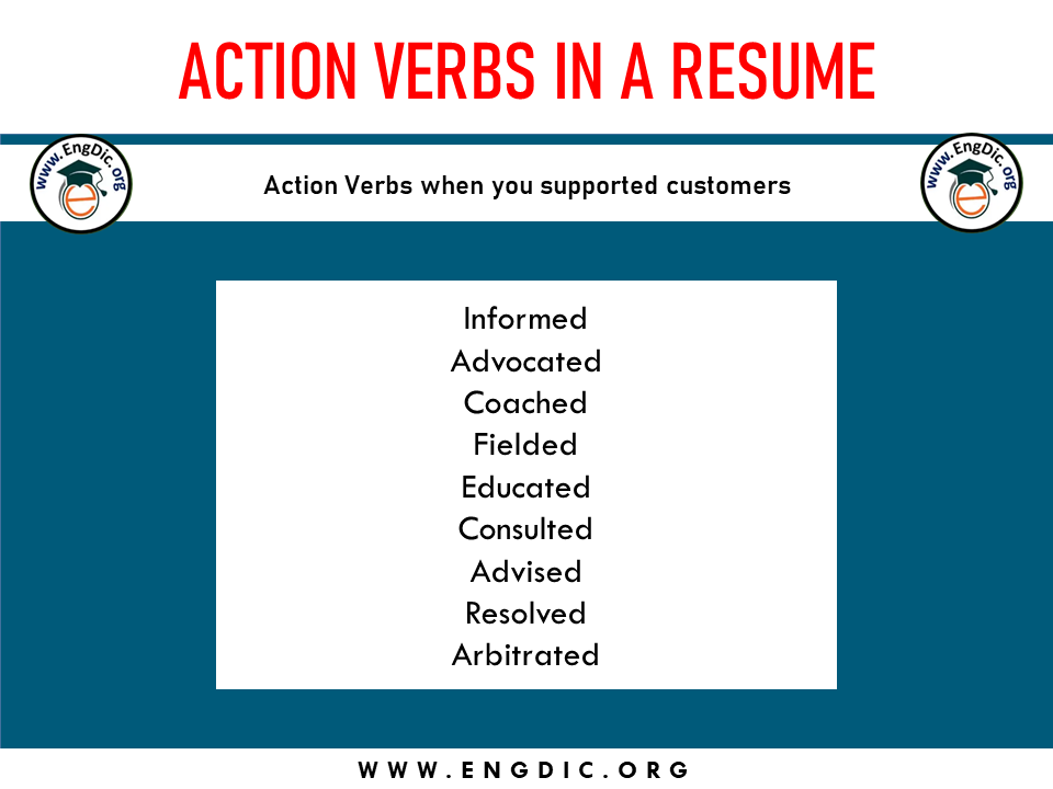 action verbs when you support the customers