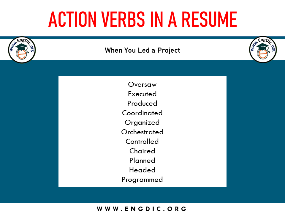 action verb when you led a project
