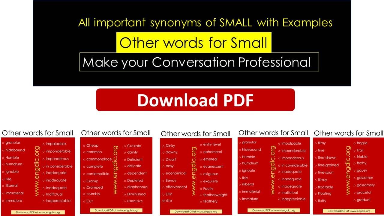 Small synonyms – Ways to say small