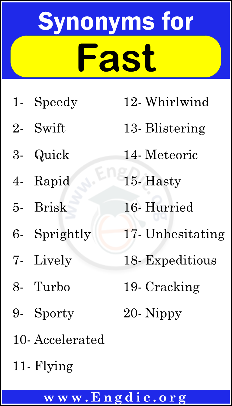Synonyms for fast