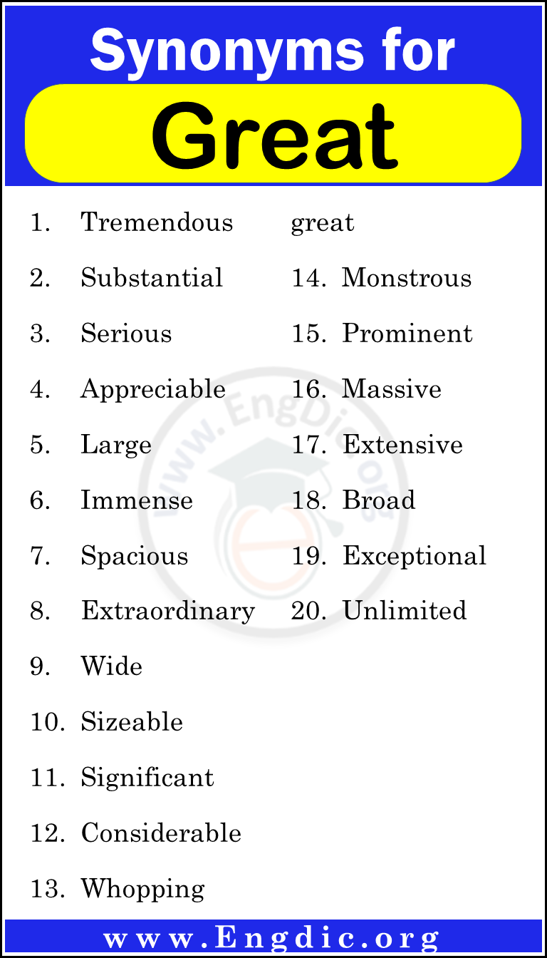 Another Word For Great 200+ Useful Synonyms for Great EngDic