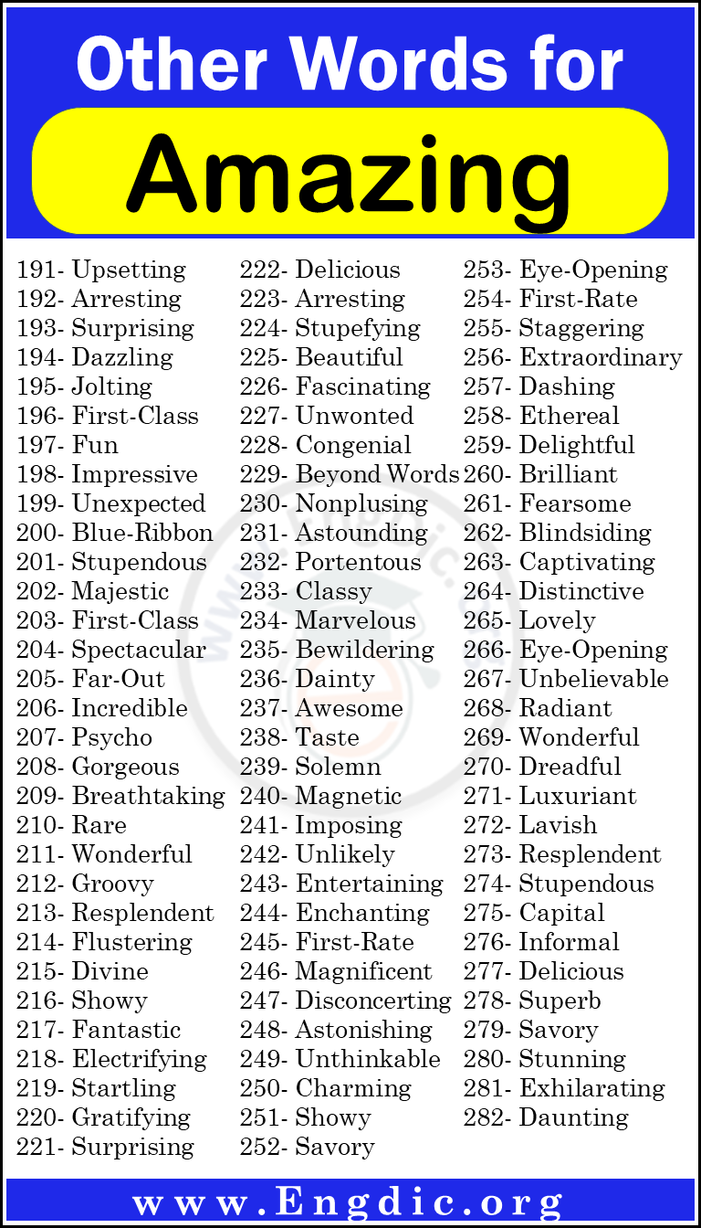 AMAZING Synonyms: 140 Similar and Opposite Words