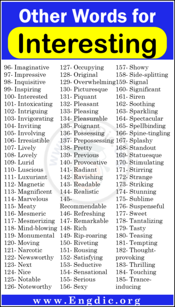 300+ Other Words for Interesting, Synonym of Interesting - EngDic