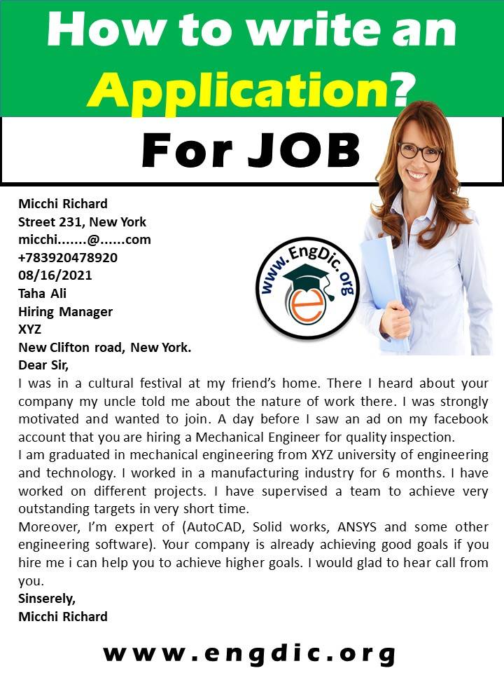 application for a job