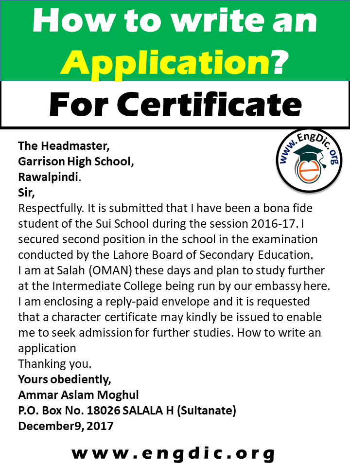 application for character certificate