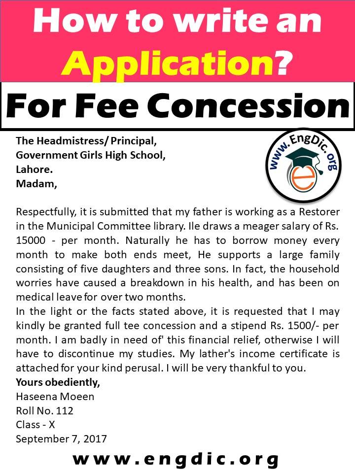application for fee concession