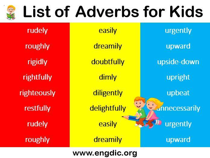Long List of adverbs for kids