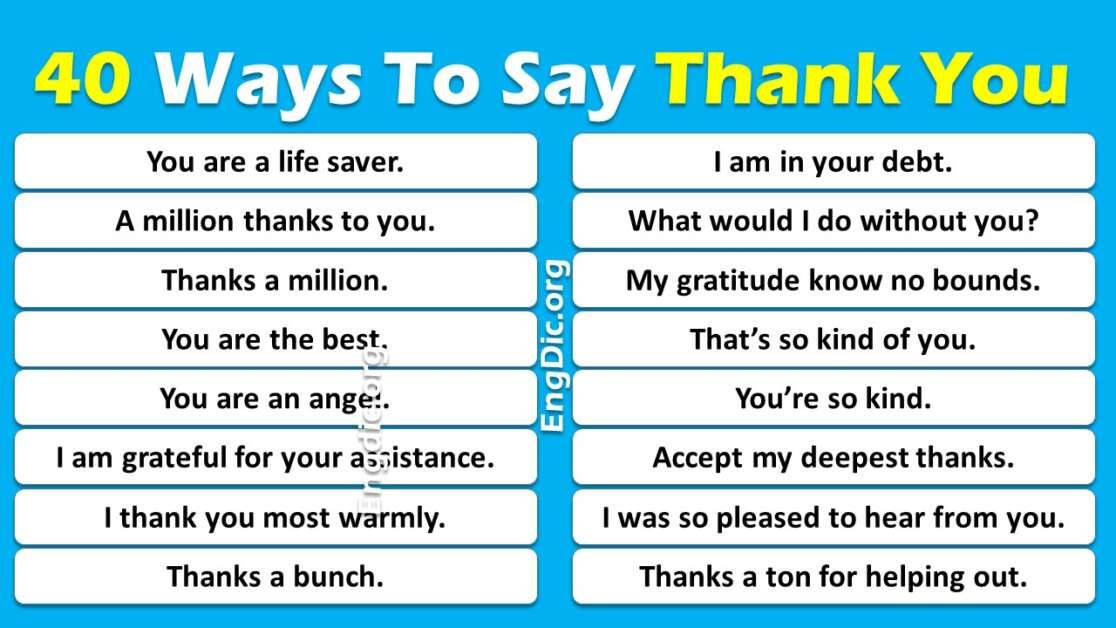 Different Ways To Say Thank You In English