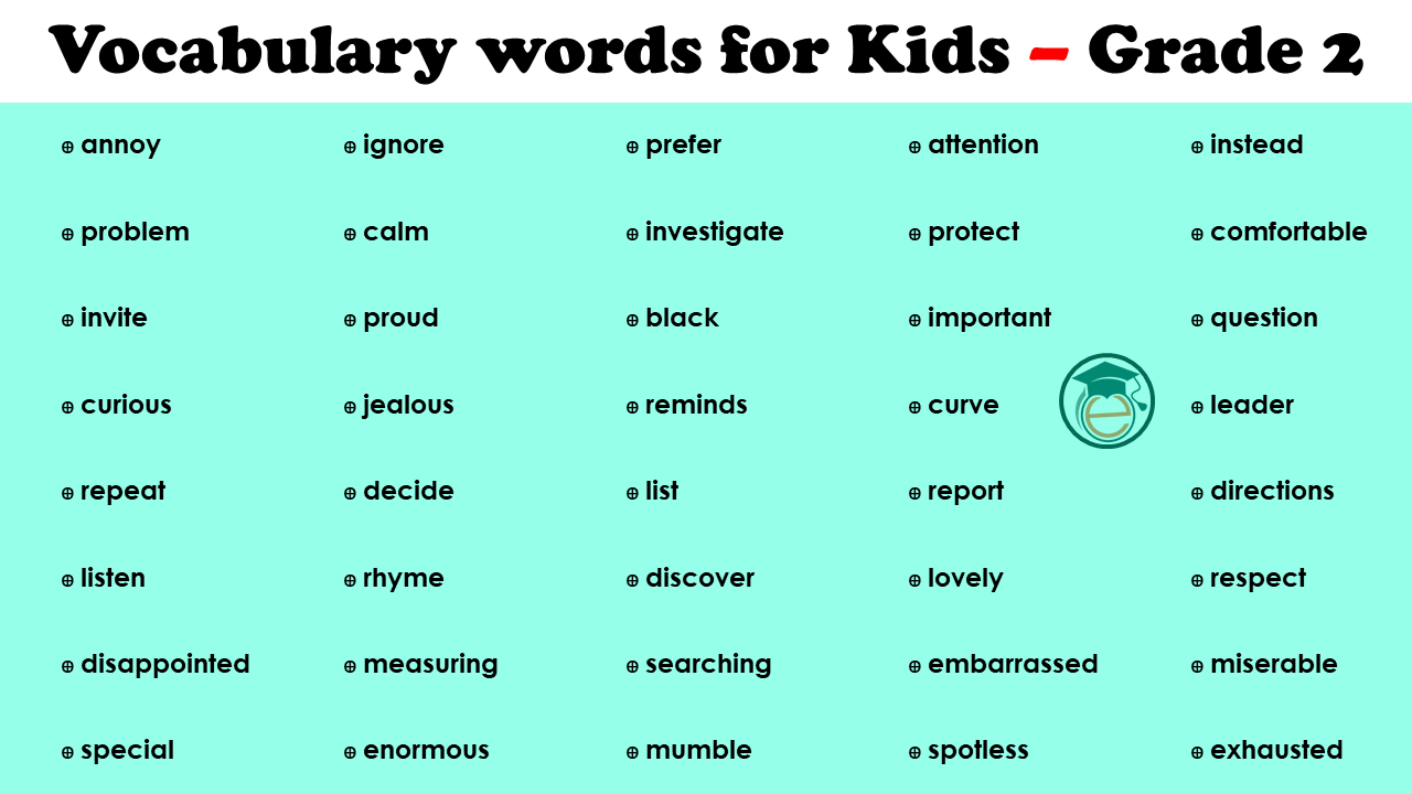 Vocabulary Words for Kids of Grade 2