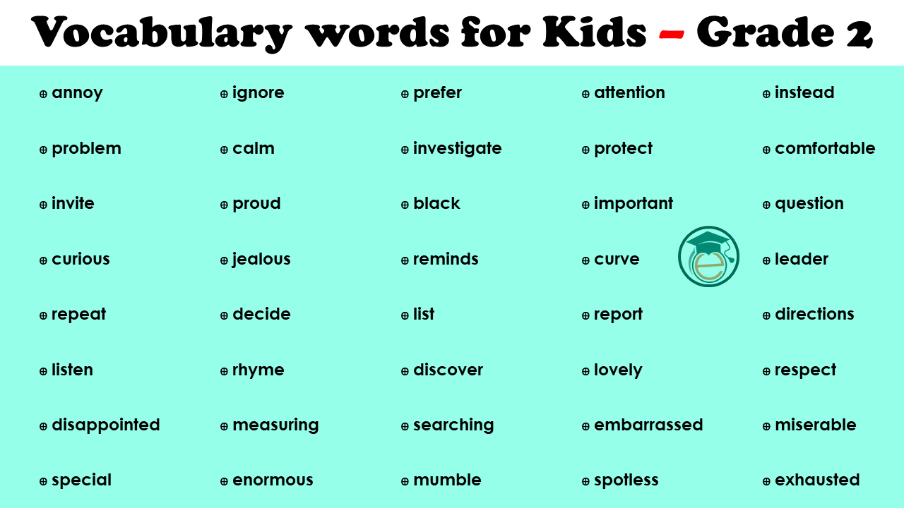 English Vocabulary Words For Grade 2