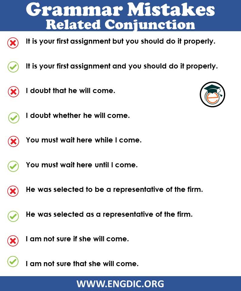 Grammar mistakes in English in the use of Conjunction PDF