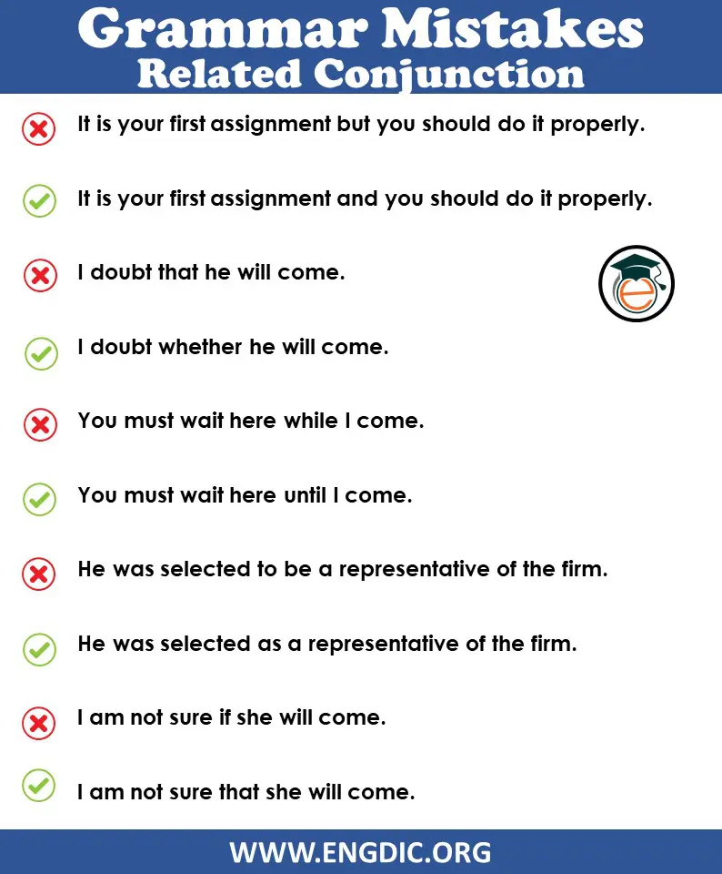 Grammar mistakes in English in the use of Conjunction PDF