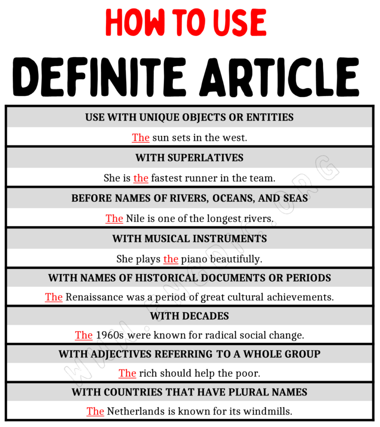 10 Rules of Definite Article with Examples - EngDic