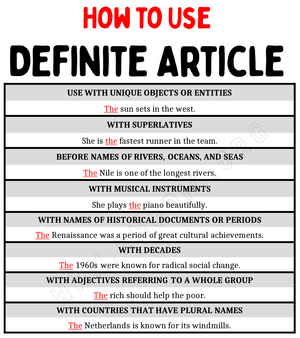 10 Rules Of Definite Article With Examples EngDic 10 Rules Of Definite Article With Examples EngDic