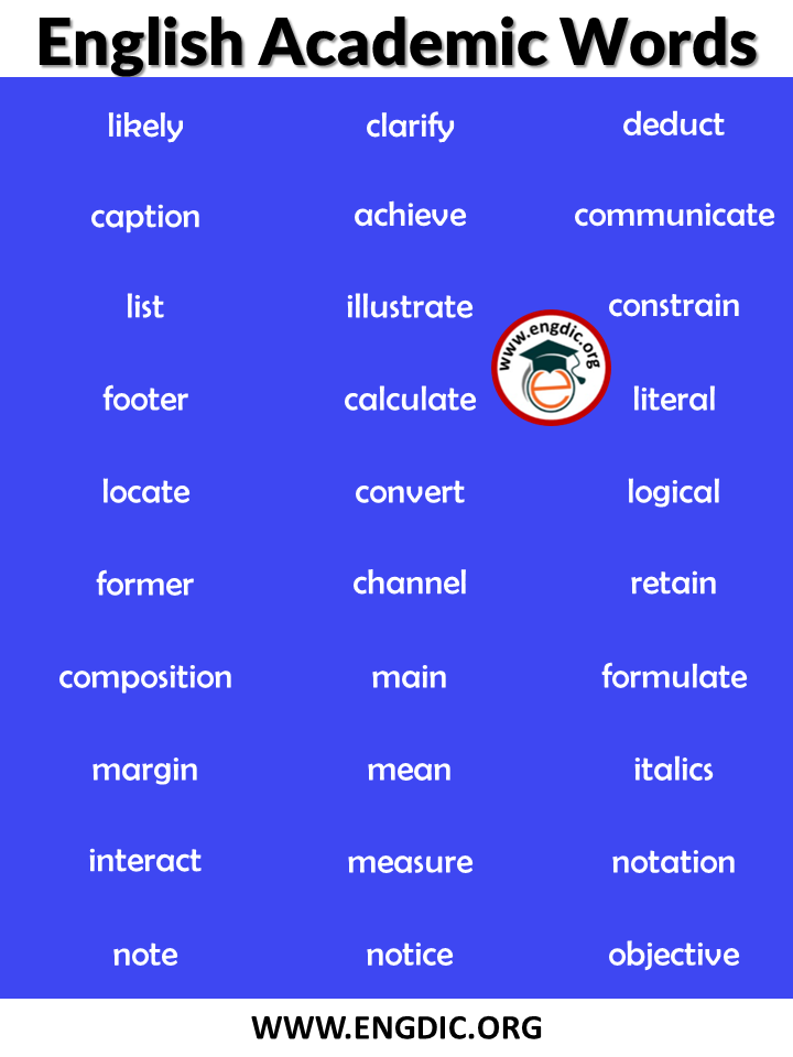 useful list of english academic words