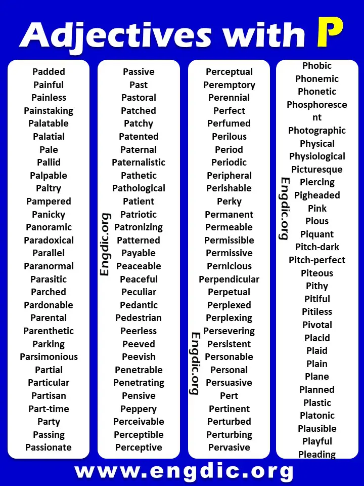 Adjectives That Start With P